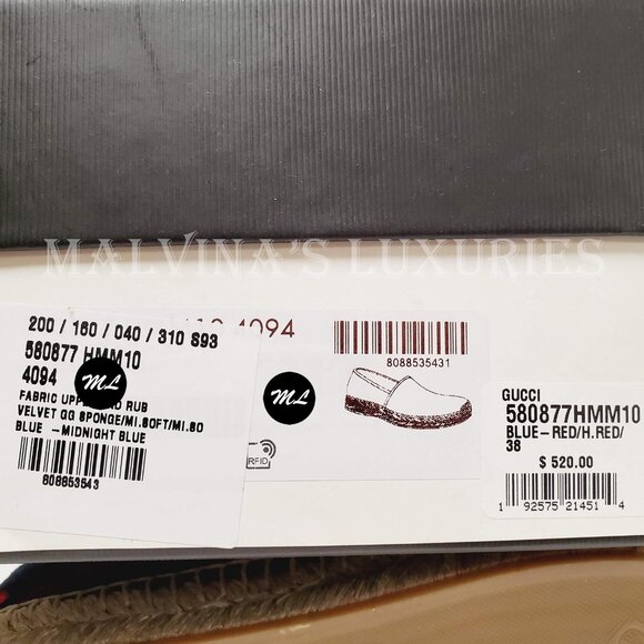 GUCCI SHOES TERRY CLOTH GG LOGO ESPADRILLE FLATS BLUE RED sz IT 36.5 US 6.5 - Picture 14 of 16